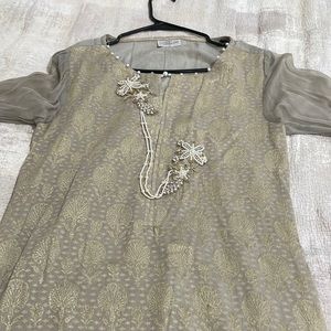 2pc gray kurta and sharara pants